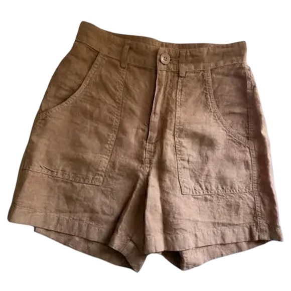 Enza Costa High-Waisted French Linen Shorts - Picture 4 of 6